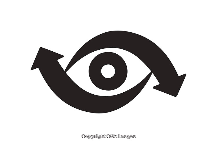 Eye Icon with Curved Arrows Symbolizing Observation and Renewal