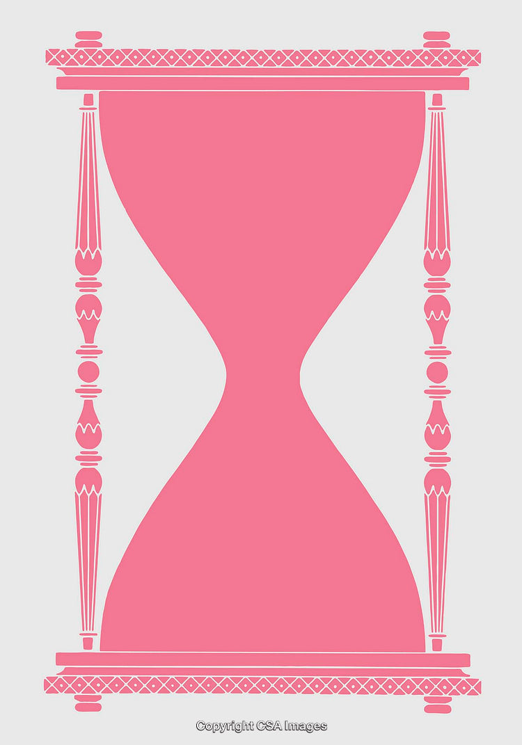Pink Hourglass Illustration Representing Time and Eternity Concepts in Minimal Art