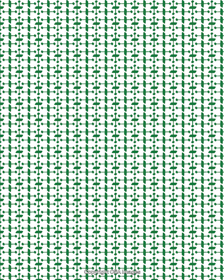 Green Geometric Repeat Design on White Background, Modern Pattern