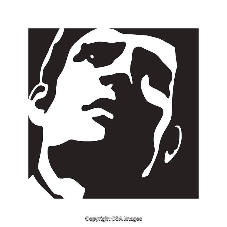 Black and White High Contrast Silhouette Line Art of a Face