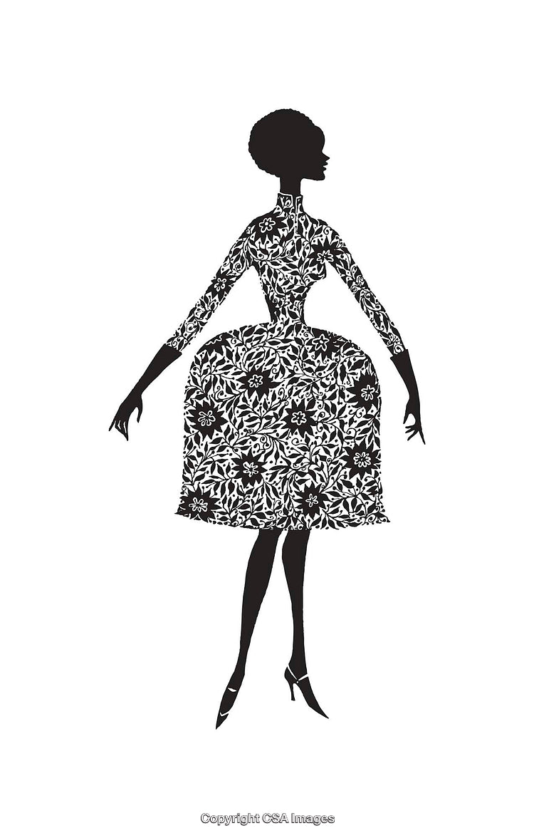 Elegant Silhouette of a Woman in Floral Pattern Attire