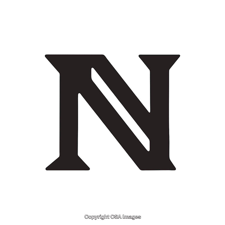 Bold Black Letter N on White Background