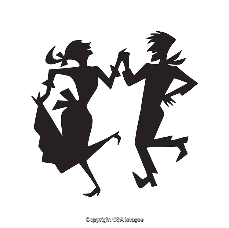 Silhouette of Dancing Couple in Energetic and Joyful Motion