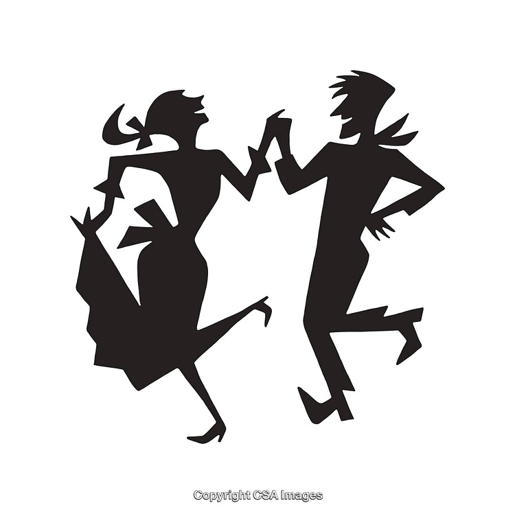 Silhouette of Dancing Couple in Energetic and Joyful Motion