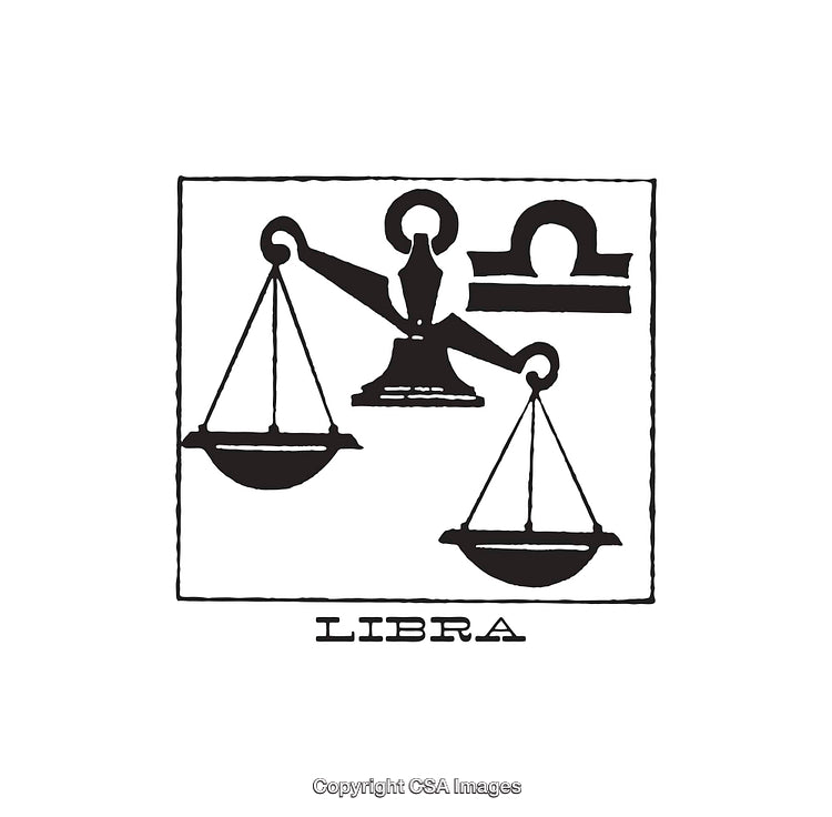 Libra Zodiac Sign With Scales Line Art Illustration