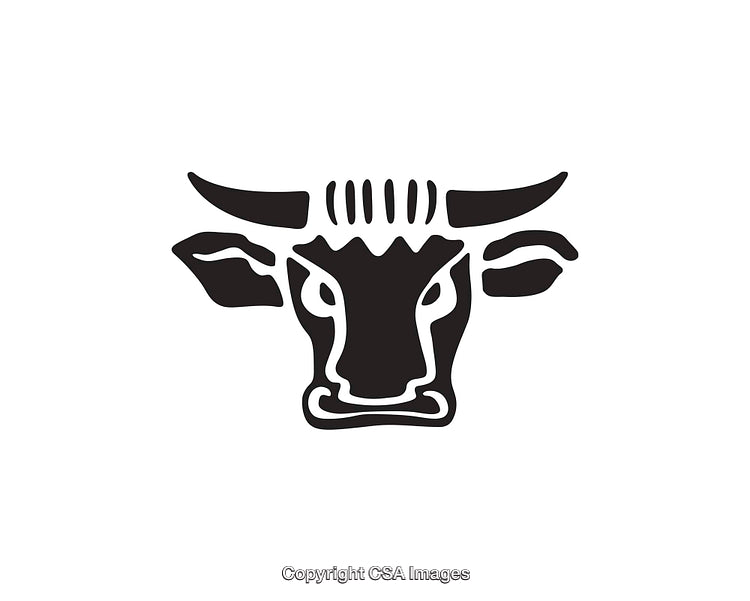 Abstract Black and White Bull Head Icon Design on White Background