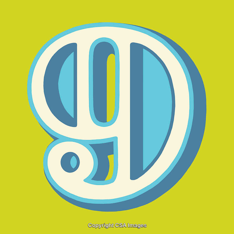 Bold Illustration of the Number Nine in Vibrant Colors