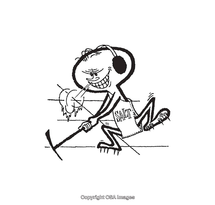 Black and White Line Art Illustration of Character in Action