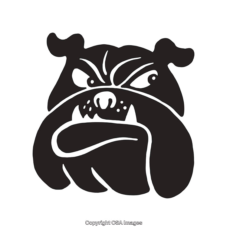 Ferocious Bulldog Icon Silhouette in Black and White Design