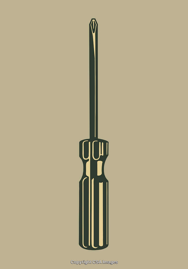 Minimalistic Line Art of a Screwdriver on a Neutral Background