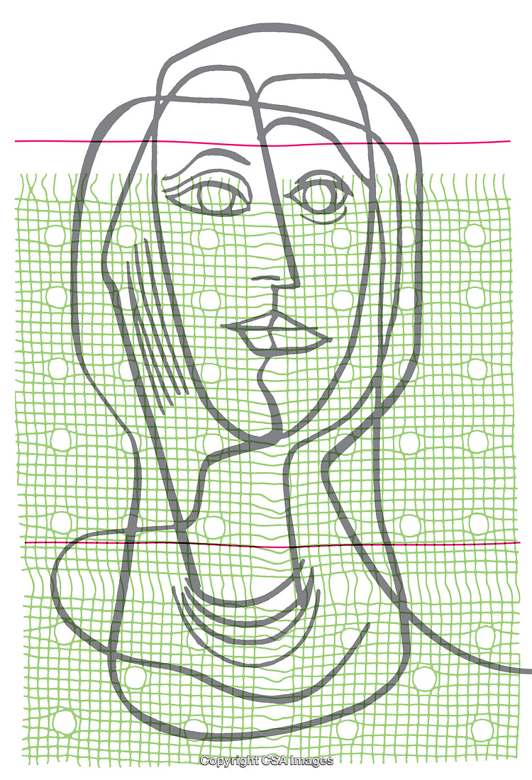 Abstract Line Art of a Woman Portrait on Patterned Background