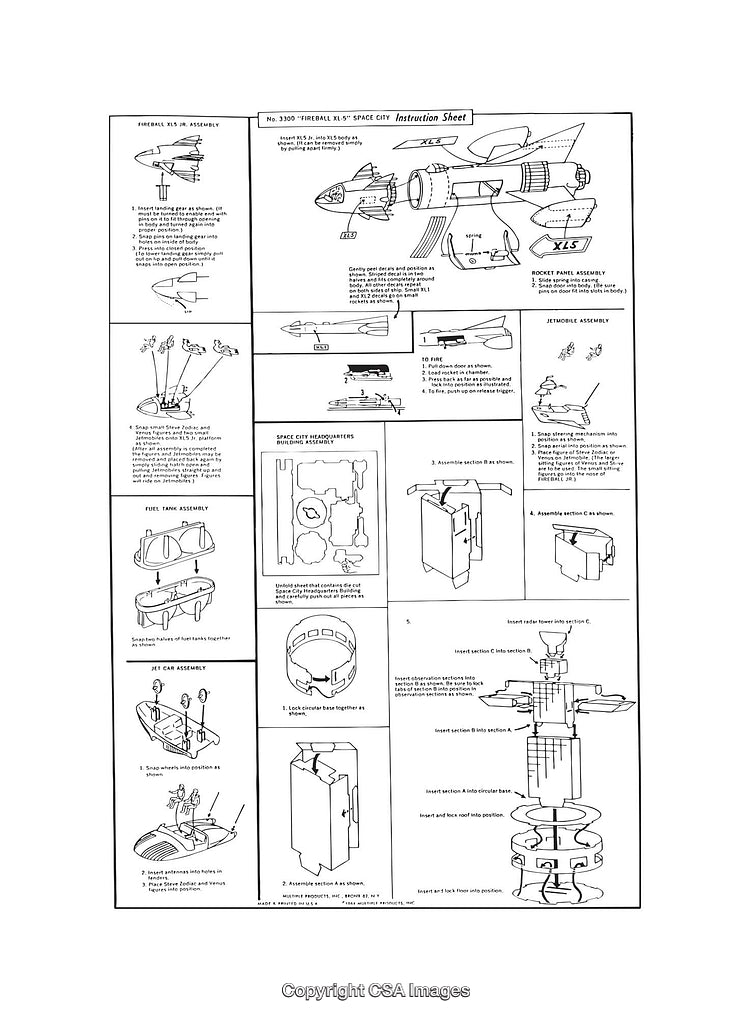 Detailed Black and White Spacecraft Assembly Instruction Diagram