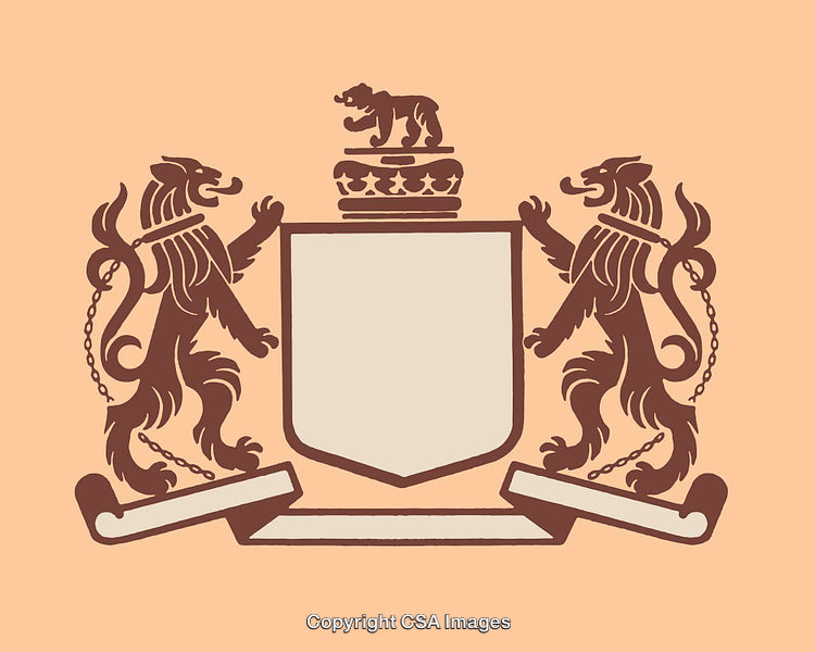 Vintage Heraldic Coat of Arms with Lions and Bear Design