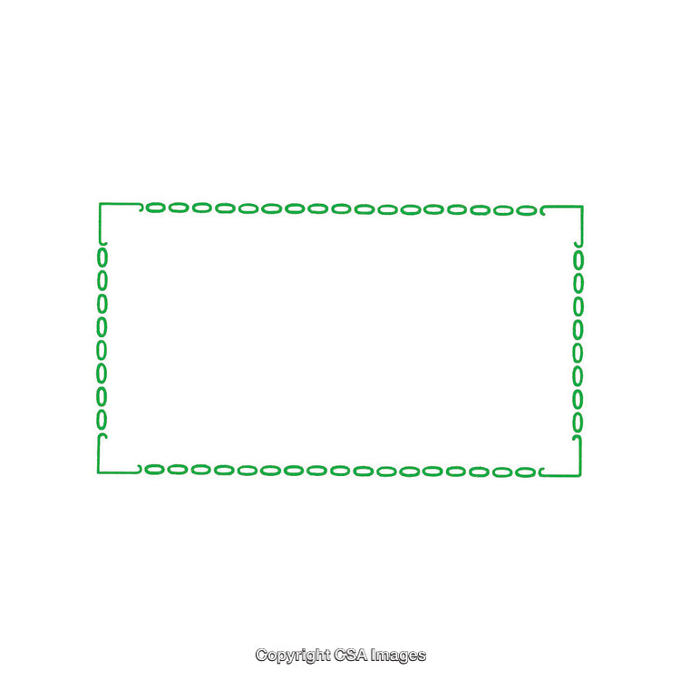Minimalist Green Rectangle With Dashed Line Pattern on White Background