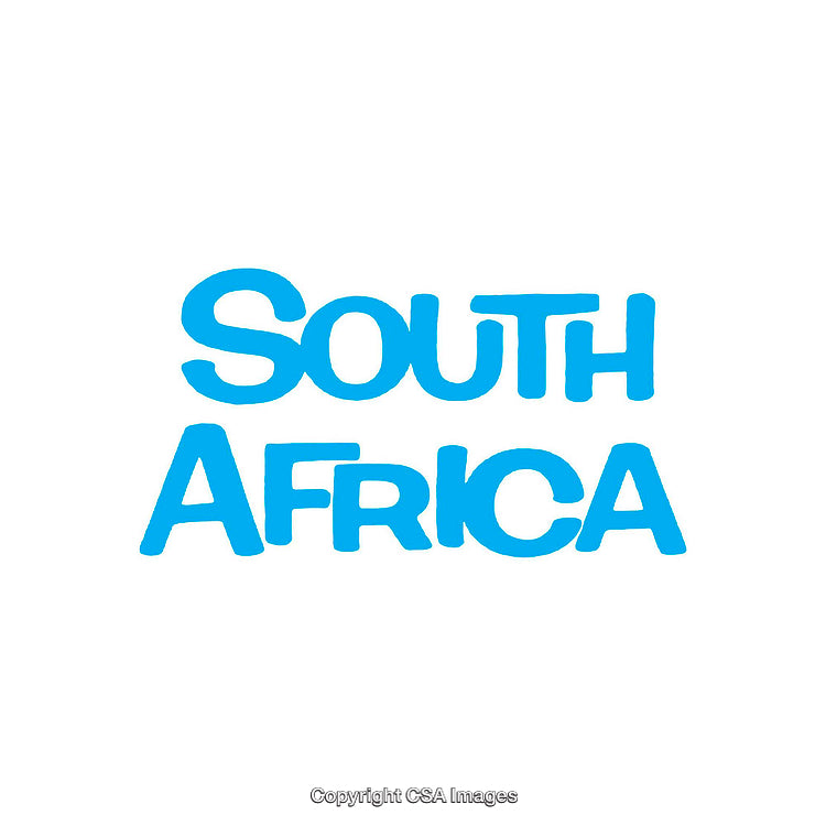 Minimalist Blue Text Featuring 'South Africa' on White Background