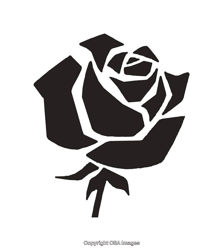Black and White Illustration of a Rose With Geometric Style