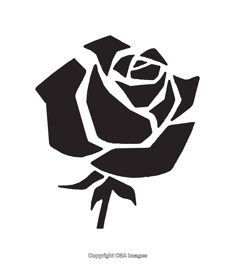 Black and White Illustration of a Rose With Geometric Style