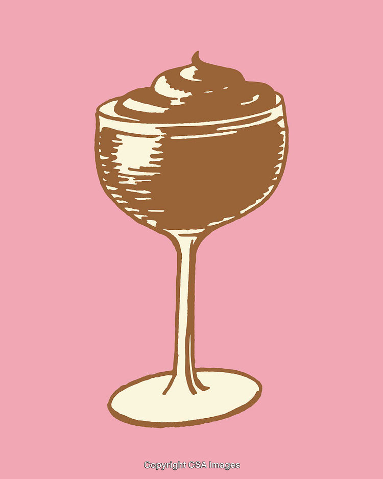 Pink Background Art Featuring Chocolate Mousse in an Elegant Glass