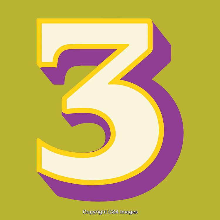 Bold Graphic Representation of Number Three on Colorful Backdrop