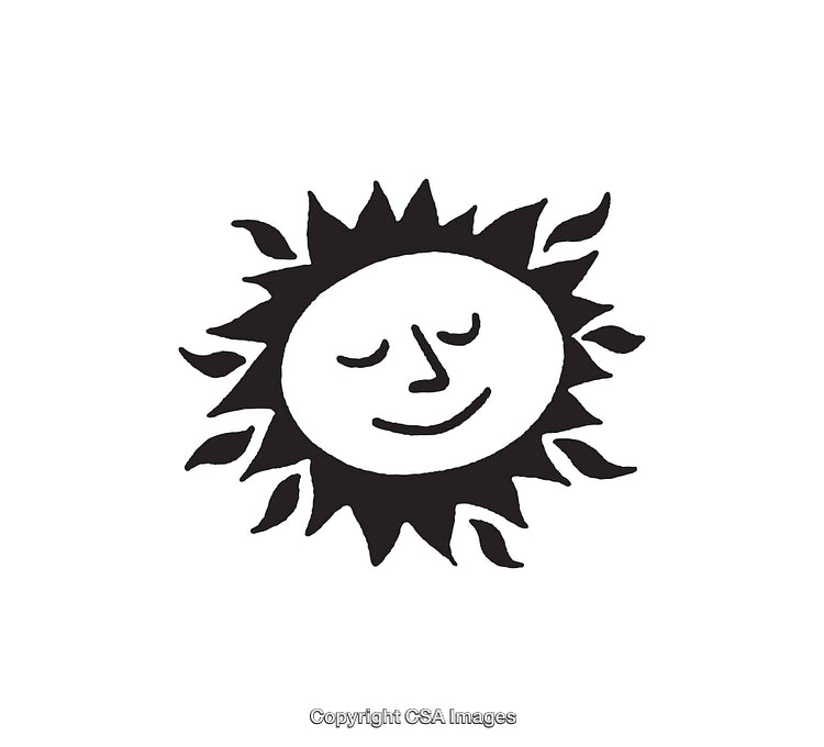 Smiling Sun in Artistic Black and White Line Art Illustration