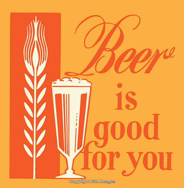 Retro Beer Advertisement in Bold Orange and Red Tones