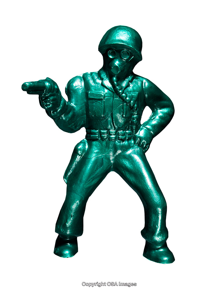 Green Plastic Soldier Figurine Holding Pistol in Action Pose