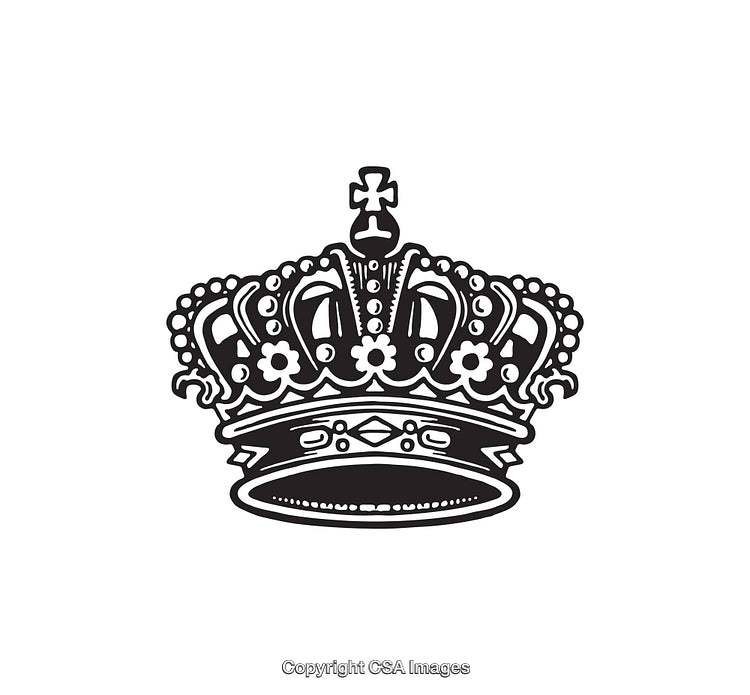 Elegant Black and White Crown Line Art Illustration
