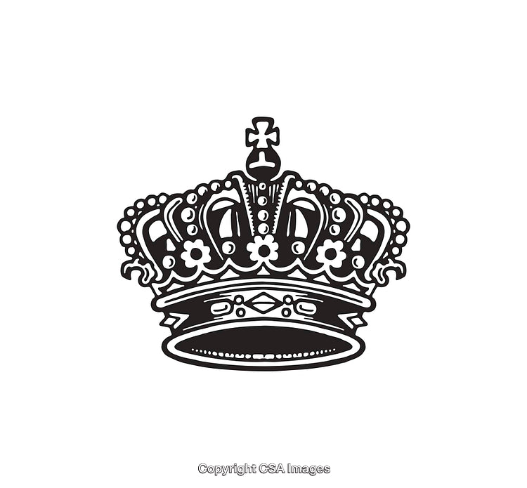 Elegant Black and White Crown Line Art Illustration