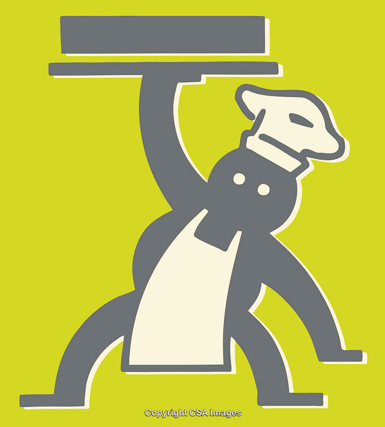Whimsical Chef Character Line Art Illustration on Bright Background