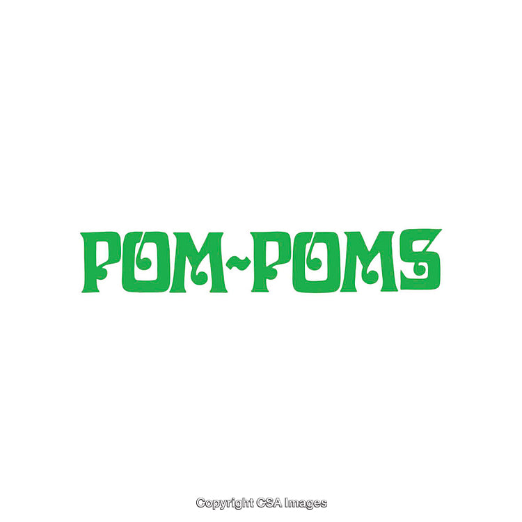 Green Retro Style Pom-Poms Typography Design on White Background