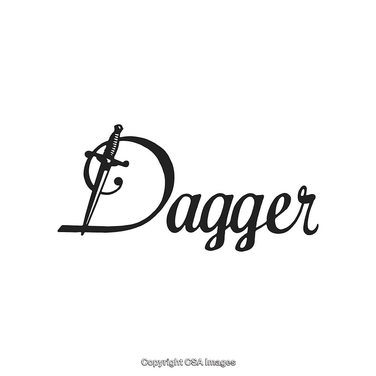 Stylized Logo Design Featuring a Dagger and Calligraphic Font