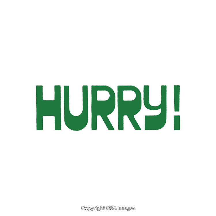 Bold Green Text Saying Hurry on a Minimalistic White Background