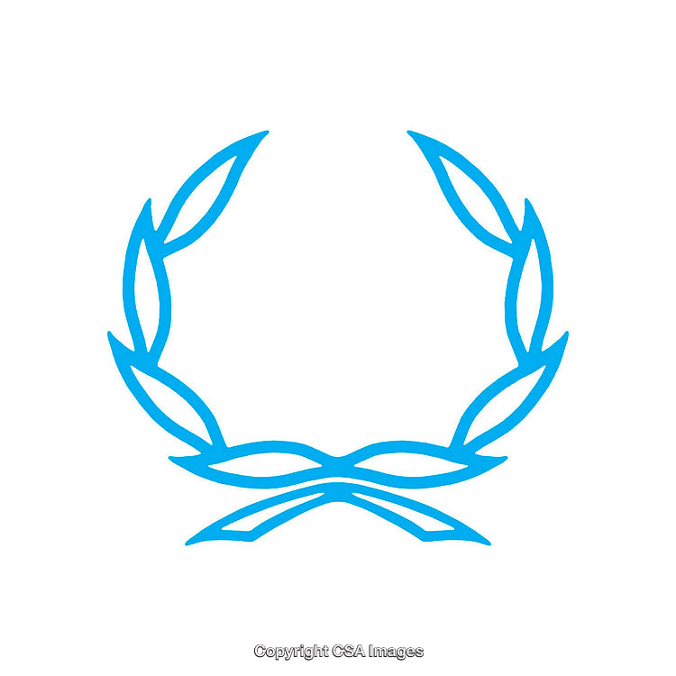 Blue Laurel Wreath Design Symbolizing Achievement and Honor on a White Background