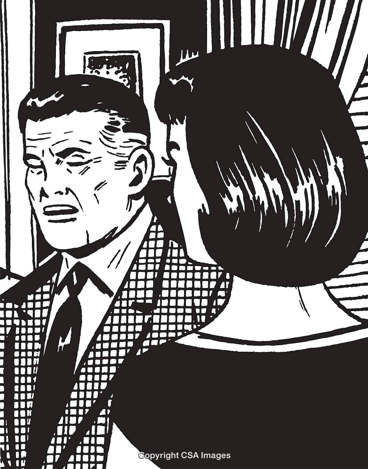 Vintage Comic Art of Two Characters in Thoughtful Interaction