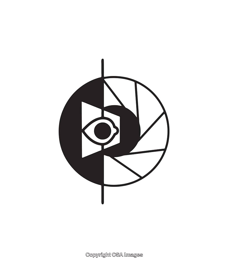 Minimalistic Black and White Geometric Icon with Eye Design