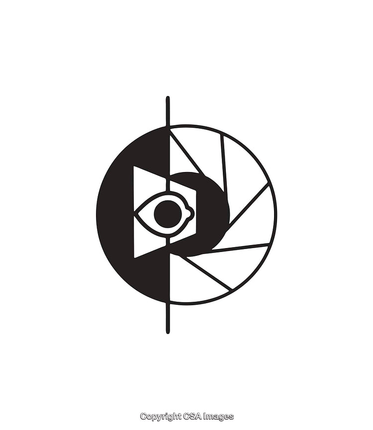 Minimalistic Black and White Geometric Icon with Eye Design