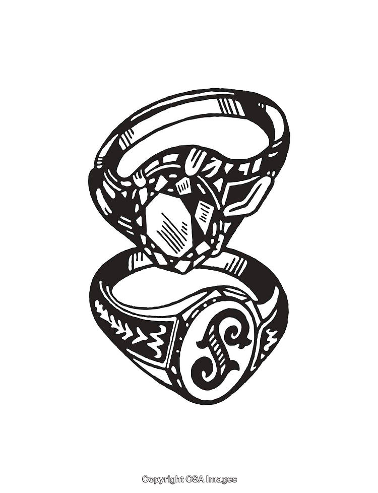 Detailed Vintage Style Black and White Ring Illustrations