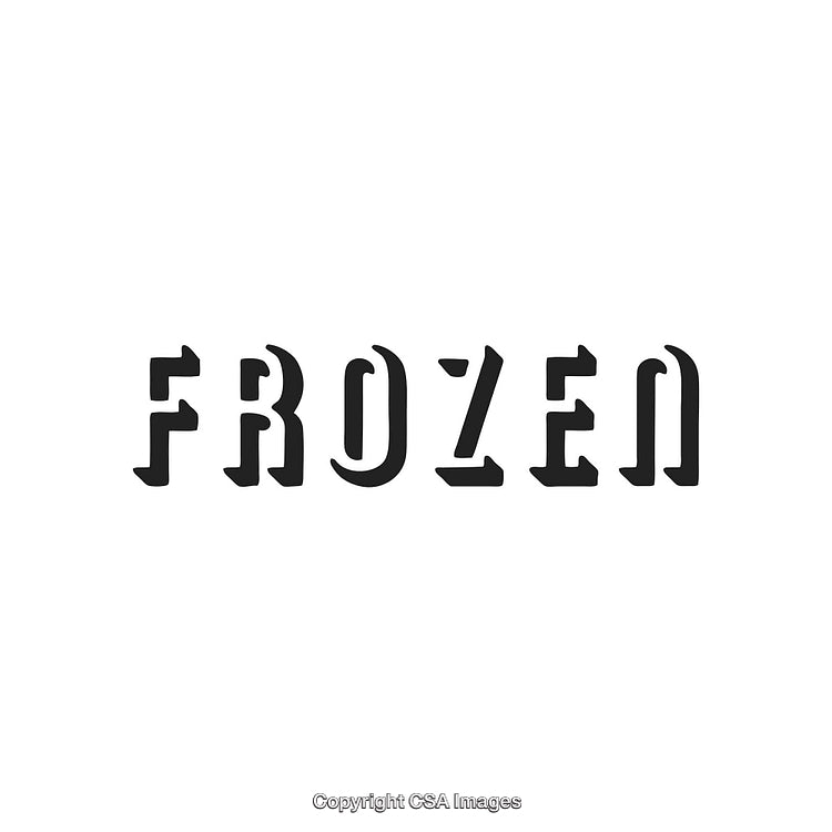 Frozen Stylized Typography in Black on White Background Artwork