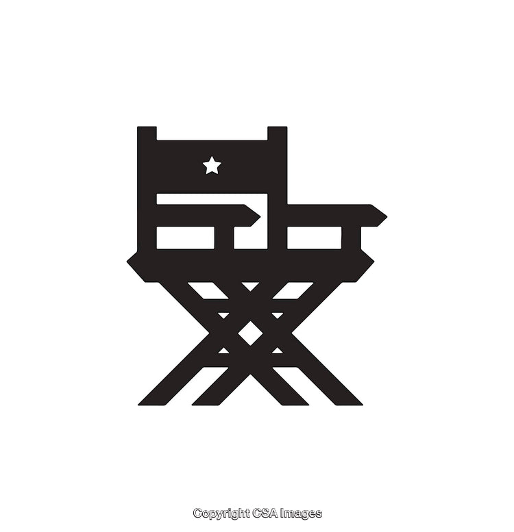 Black and White Icon of a Classic Director's Chair Design