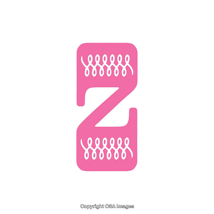 Stylized Pink Letter Z With Decorative Patterns on a White Background