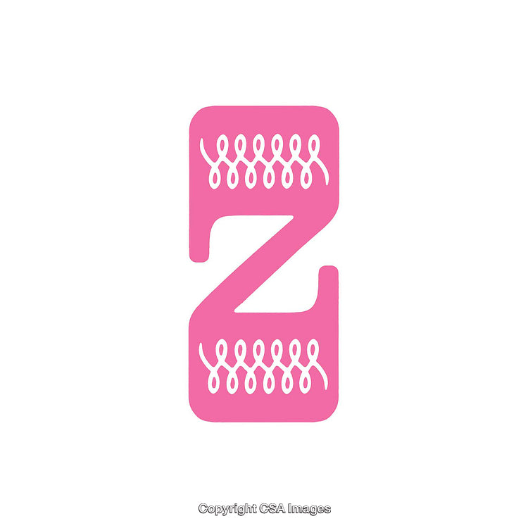 Stylized Pink Letter Z With Decorative Patterns on a White Background