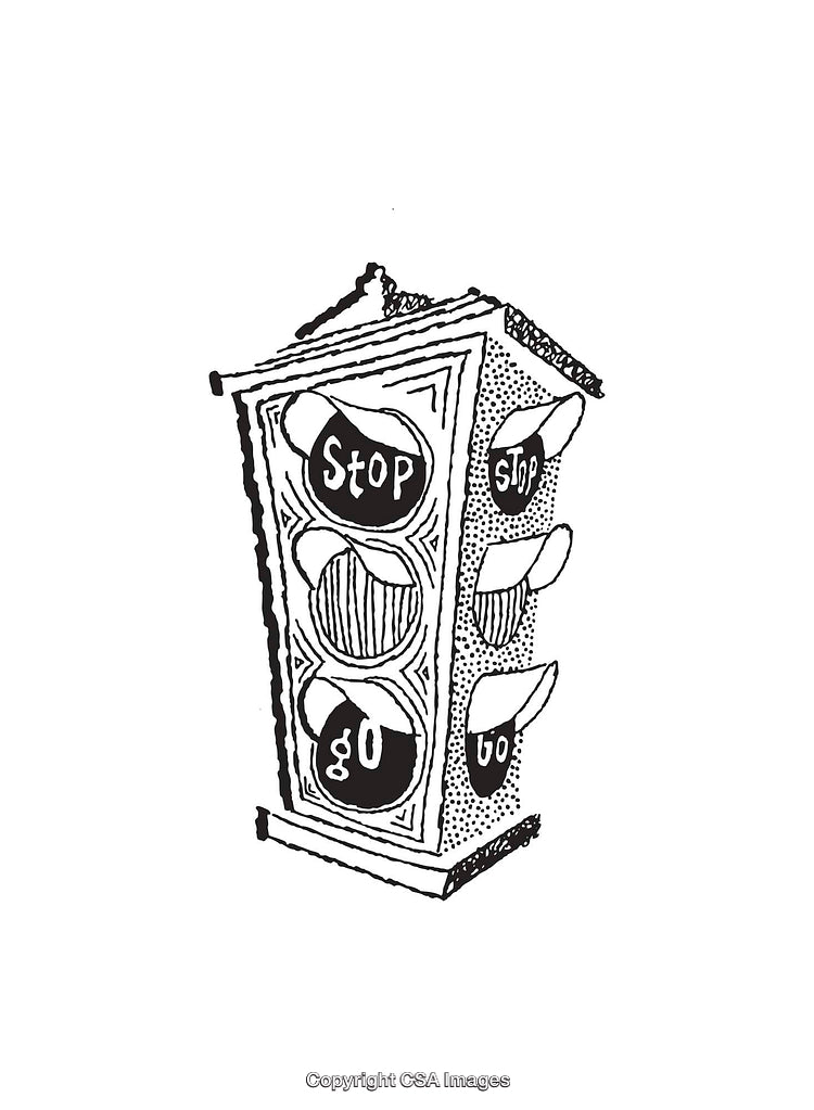 Black And White Line Art Illustration of a Traffic Signal Design