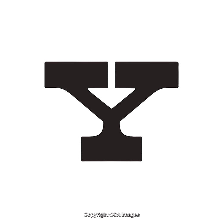 Black Serif Letter Y in Bold and Stylized Typeface