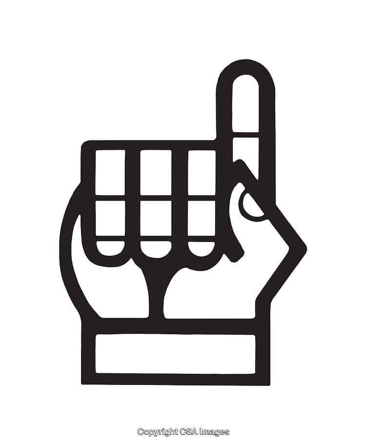 Black and White Line Drawing of Hand with Raised Index Finger
