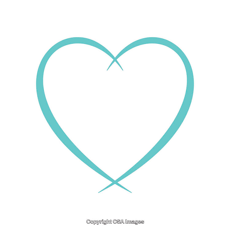 Elegant Minimalist Teal Outline Heart Symbol on White Background
