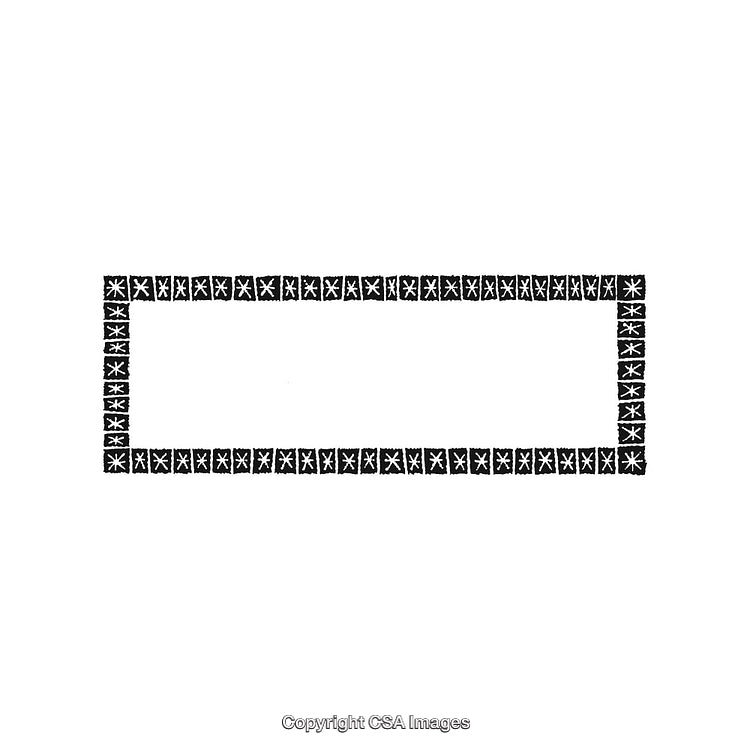 Decorative Black and White Border Illustration With Geometric Patterns