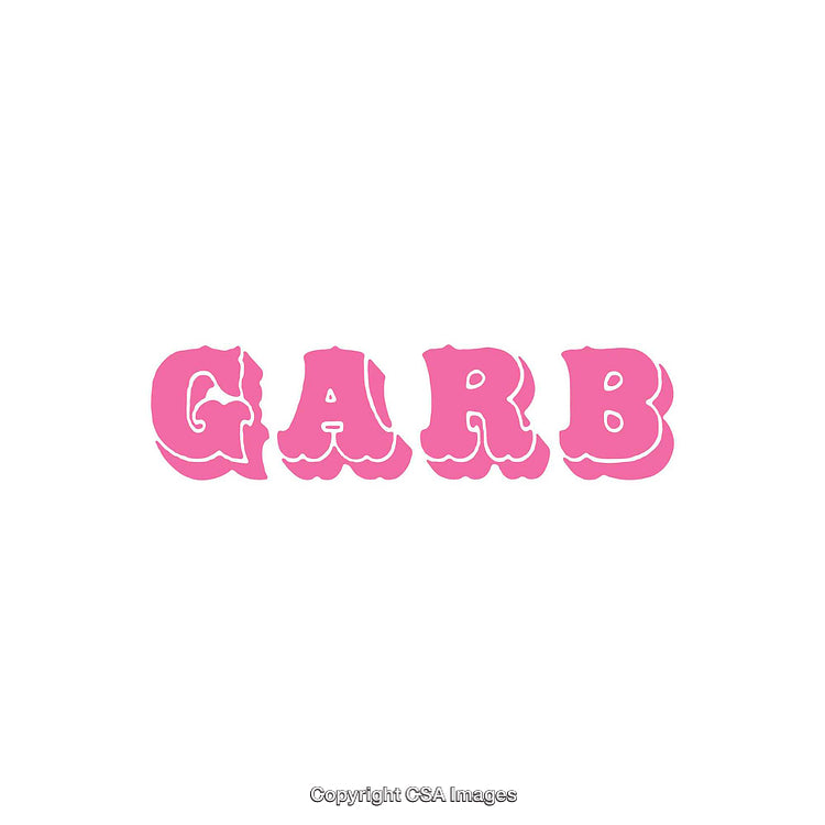 Bold Pink Stylized Typography Spelling 'GARB' on White Background