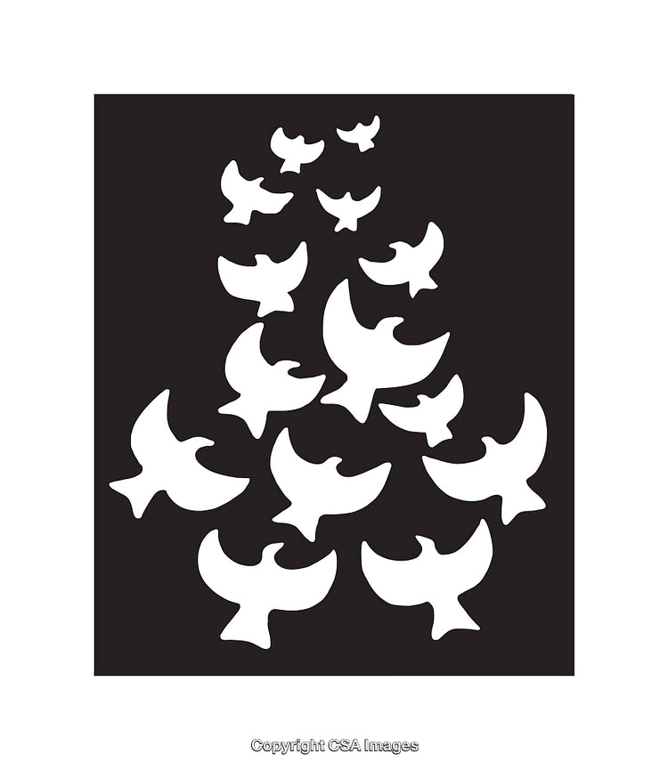 Abstract Black and White Bird Silhouettes on Contrasting Background