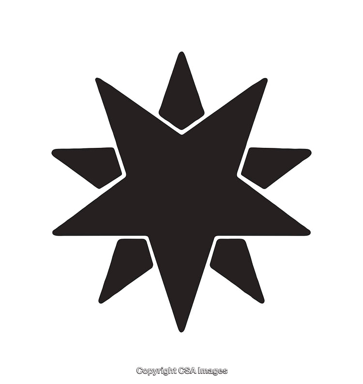 Black and White Eight-Pointed Star Simple Illustration on White Background