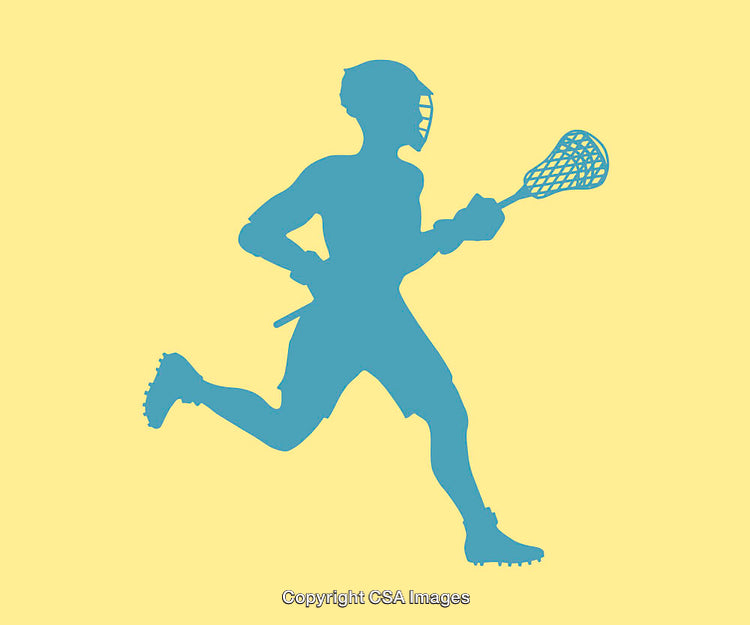 Silhouette of a Lacrosse Player in Motion with Vibrant Colors